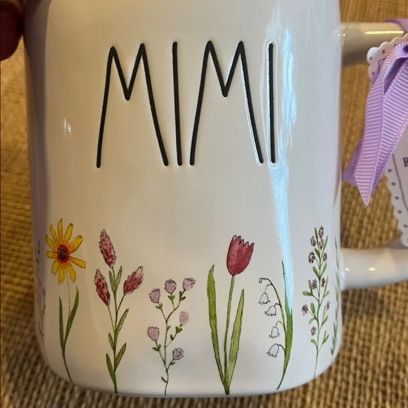 Rae Dunn White Floral Ceramic Mimi mug - Picture 3 of 4